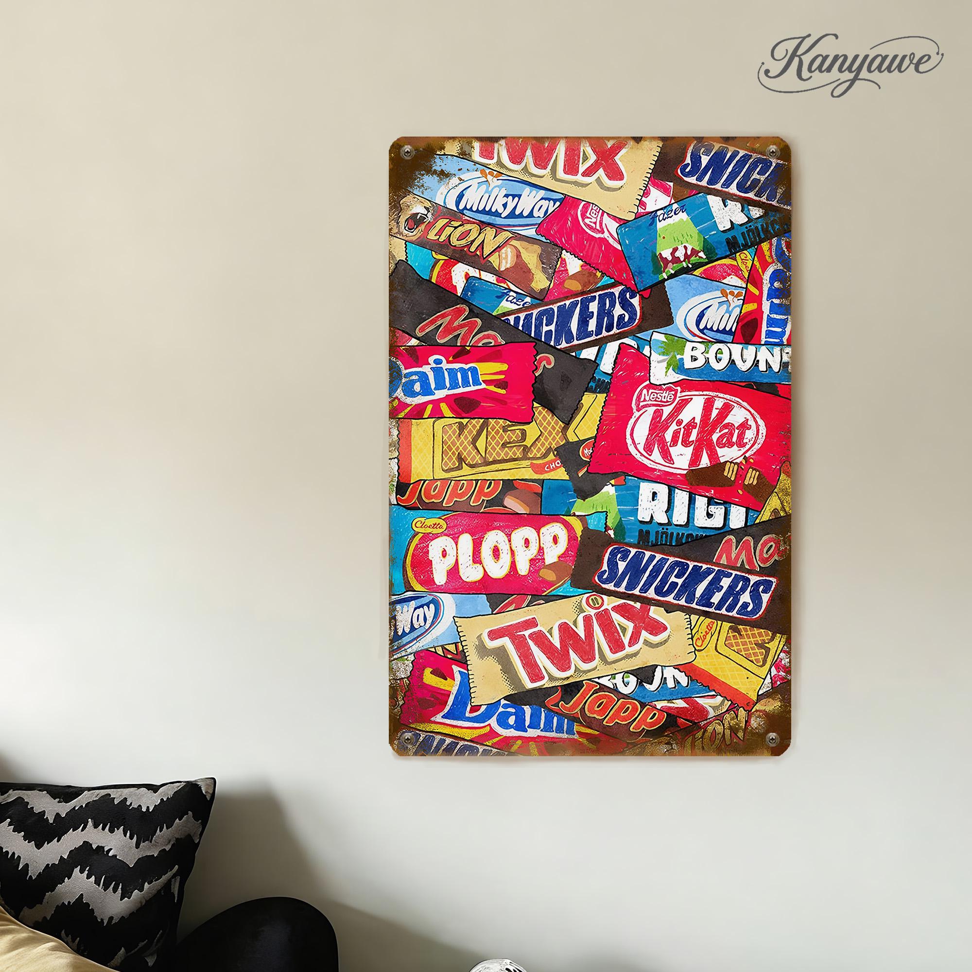 Candy Wrapper Sign Vintage Candy Wrappers Metal Sign,retro Snack Tin Decor,kitkat&snickers ...