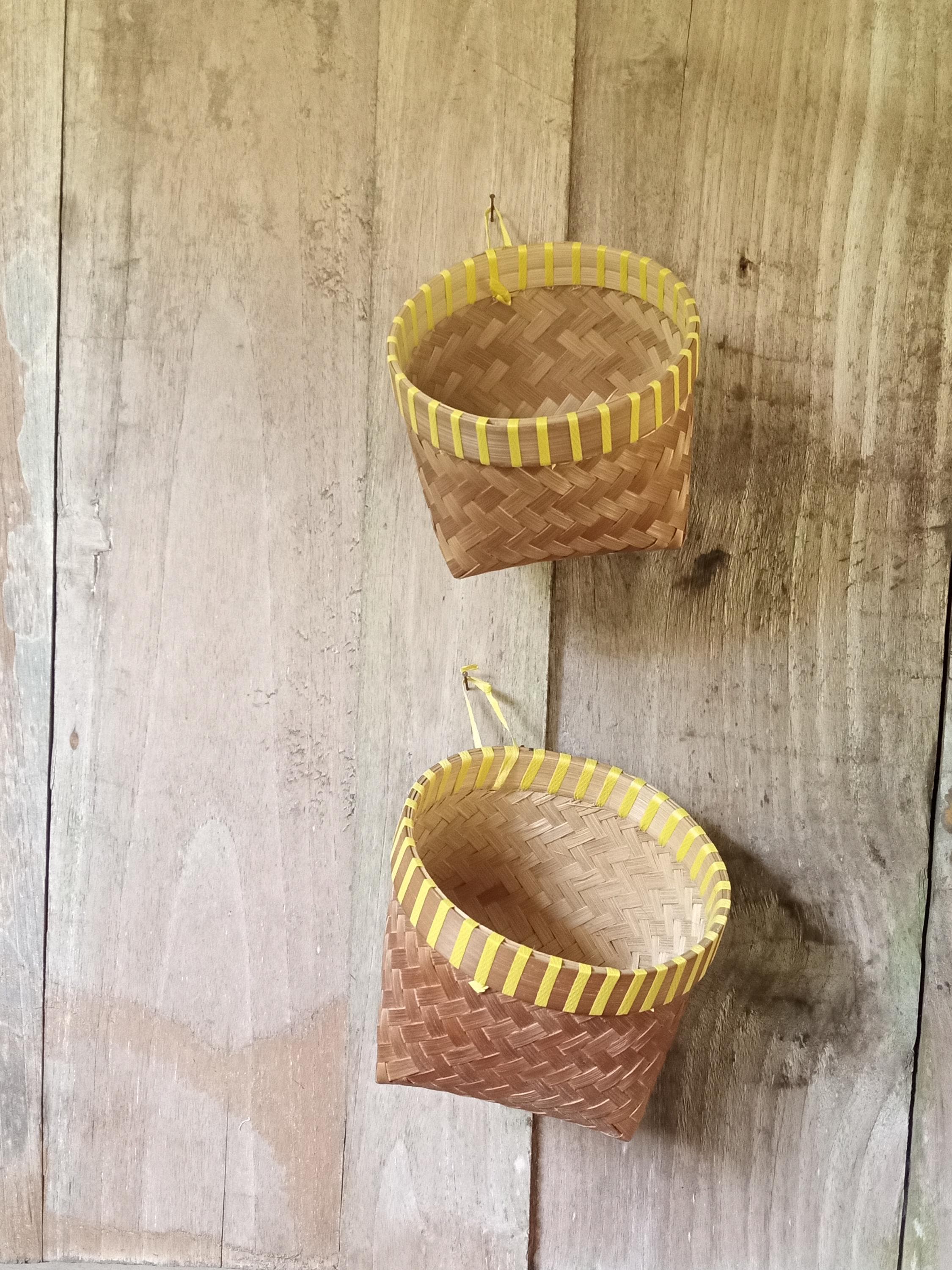 Grand panier traditionnel thaïlandais en osier, tressé à la main, pour le stocka