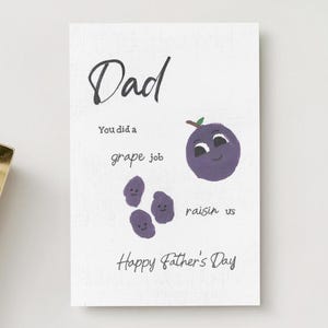 Punny Dad Karte – “You Did a Grape Job Raisin Us” – Vatertagsgruß – 10x15