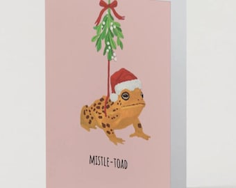 Mistle-Toad Christmas Card – Funny Frog Holiday Pun