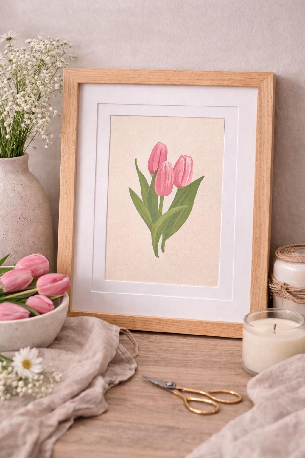 Pink Tulips Wall Art Printable | Spring Floral Decor | Easter Botanical ...