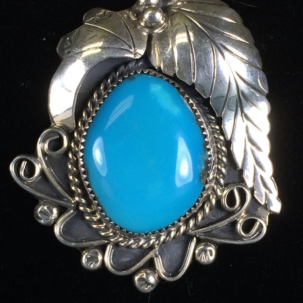 Sterling Silver and Turquoise Pendant, Leland Yazzie, Navajo Silversmith