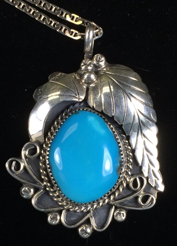 Sterling Silver and Turquoise Pendant, Leland Yazz