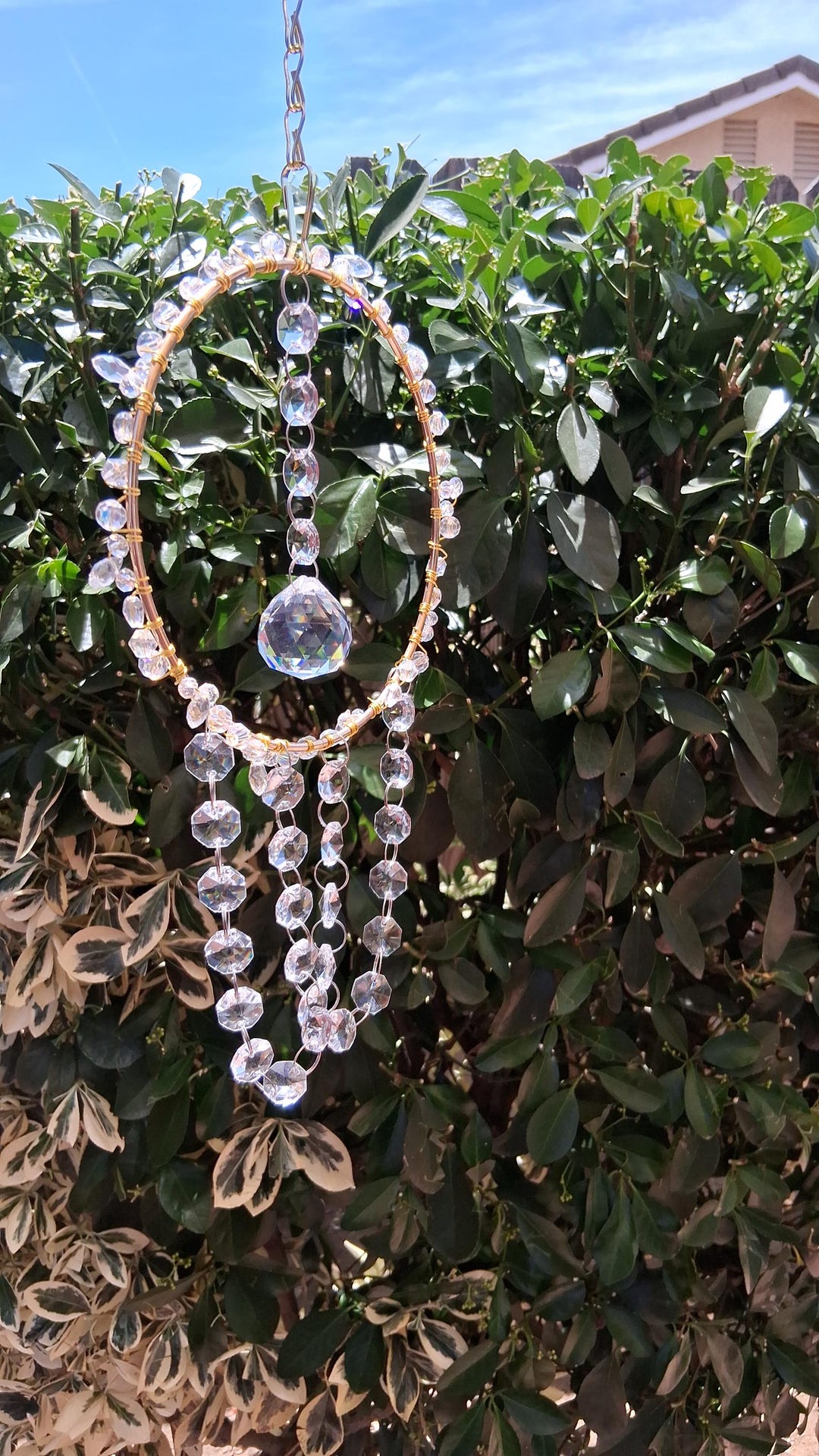 Crystal Suncatcher Brass Crystal Handmade Unique Rainbow Sparkles