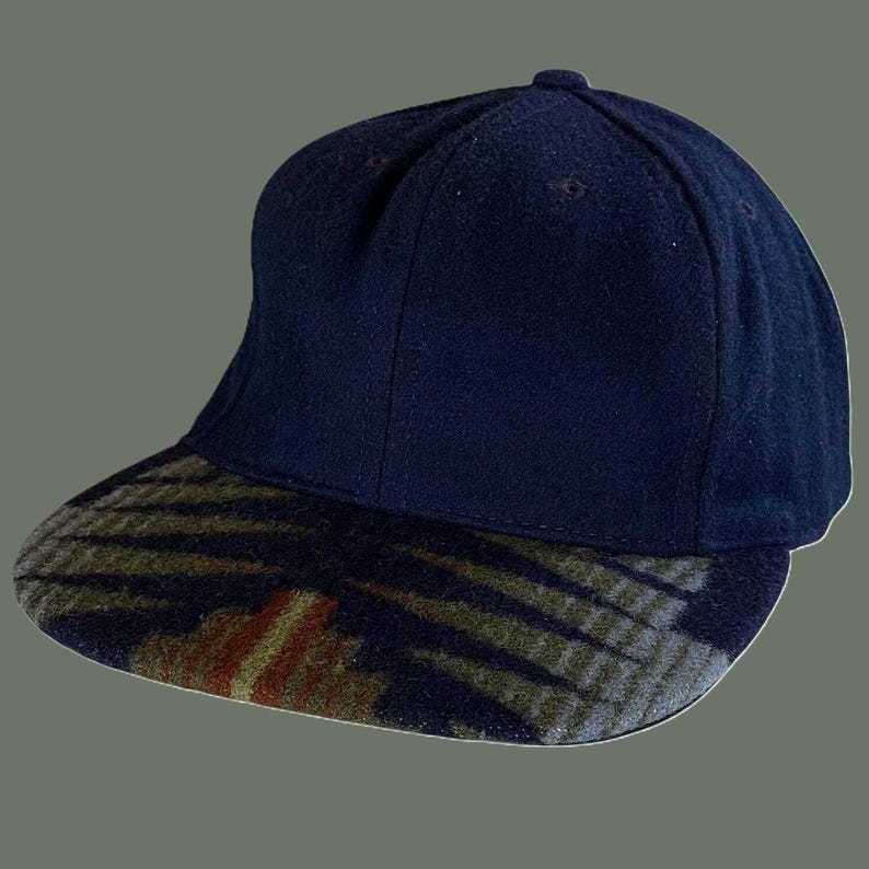 Vintage Pendleton USA Made Wolle Strapback Cap Southwestern Krempe Navy Hut Bild 1
