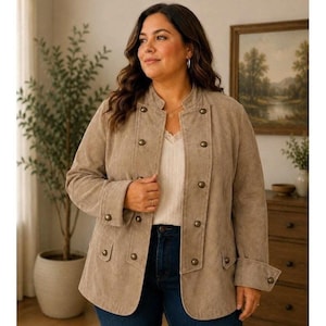 Cervelle Plus Wildlederjacke 3X Hellbraun Kamelfutter Messingknopf Vintage