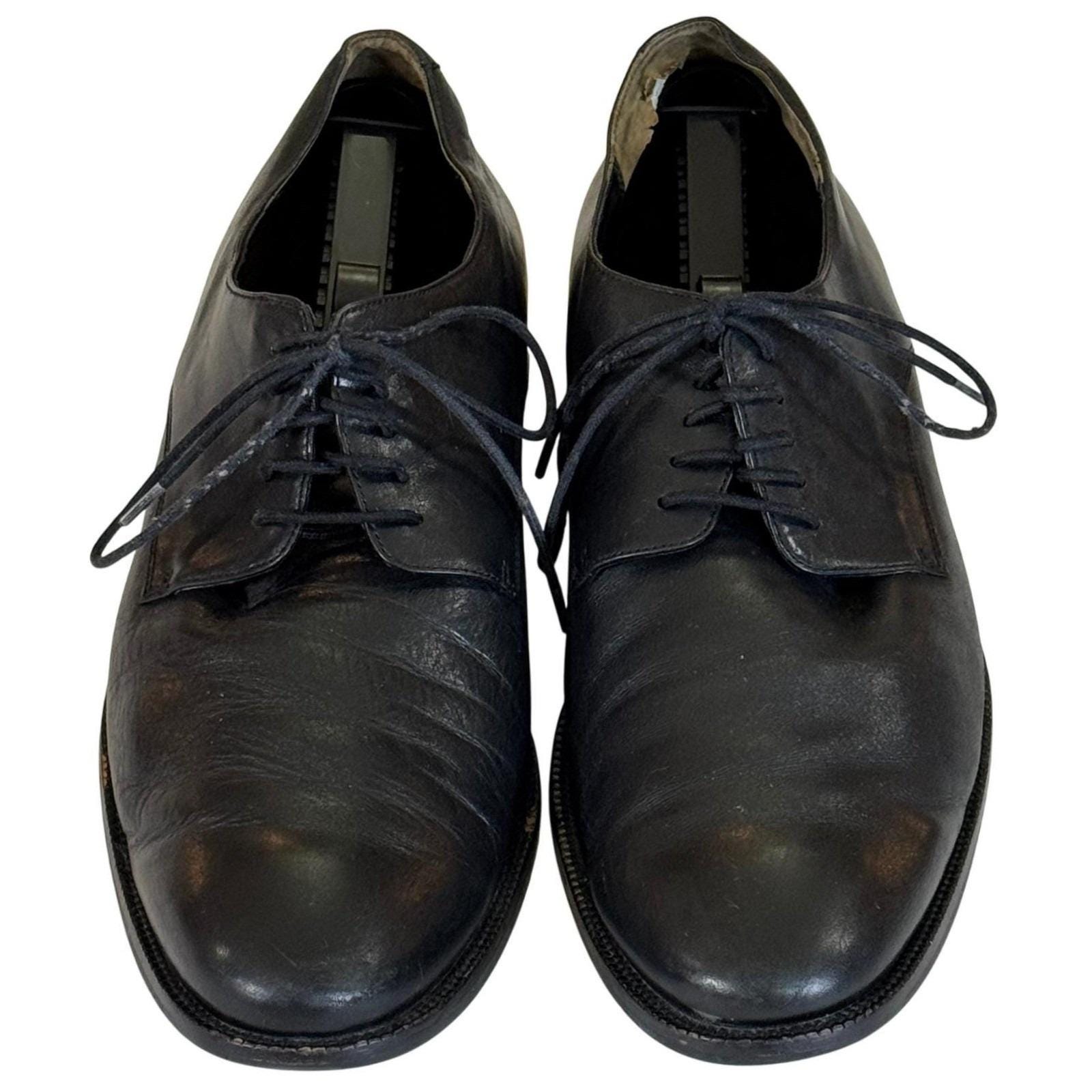 Adolfo Dress Shoes 12 Black Leather Plain Toe Derby Made Italy Classic Black Oxfords - Made in Italy main image 2