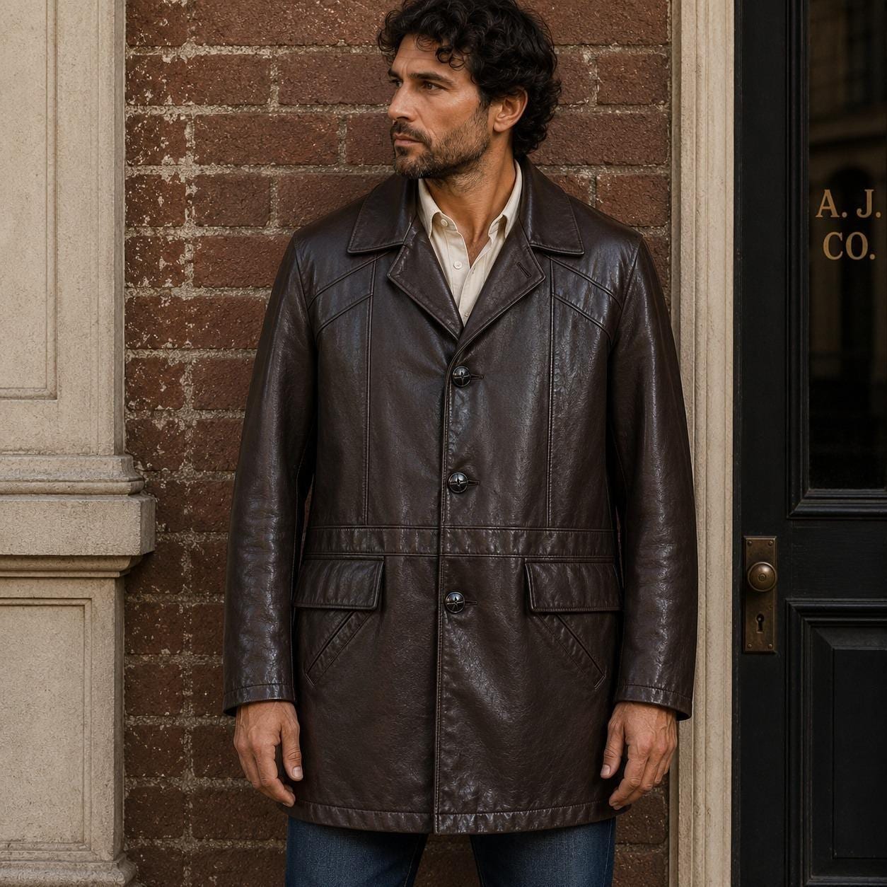 70's Men Retro Leather Car Coat - Etsy