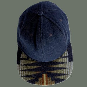 Vintage Pendleton USA Made Wolle Strapback Cap Southwestern Krempe Navy Hut Bild 4