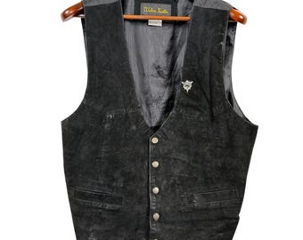 Vintage Western Frontier Leder Biker Weste Luftwaffe Pin Herren Large Y2K