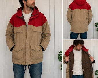 Chaqueta de esquí con capucha de alpinismo Powderhorn vintage de los años 70, talla grande, Jackson Hole