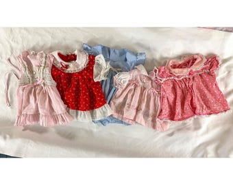 Vintage Baby Dress Lot 70s Toddletime Smocked Lace Floral Pink Infant Size 1 USA