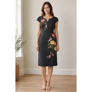 Anthropologie Moulinette Soeurs Embroidered Cotton Sheath Dress Size 10 India image 1