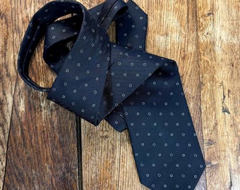 Giorgio Armani Seidenkrawatte Blau Fischgrat Blau Geometrisches Quadrat Italien Vintage