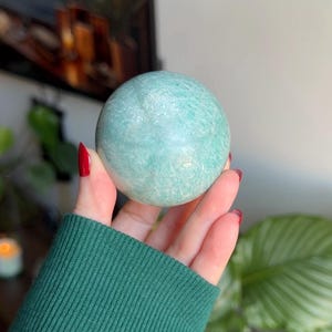 Amazonite Sphere Feldspar Crystal Ball Natural Stone for Spiritual Healing & Home Decor