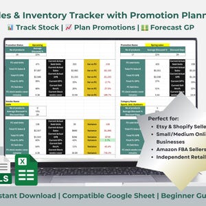 Bestands- und Umsatz-Tracker Excel-Vorlage für kleine Unternehmen (Instant Download