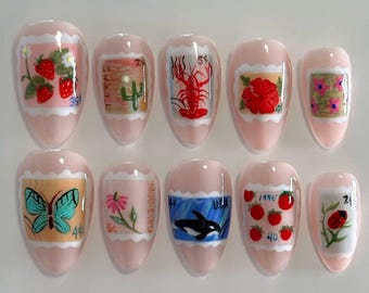 Summer Vignette Press-On Nails | Ocean Wonders, Citrus Vibes & Vacation-Inspired Nail Art Set