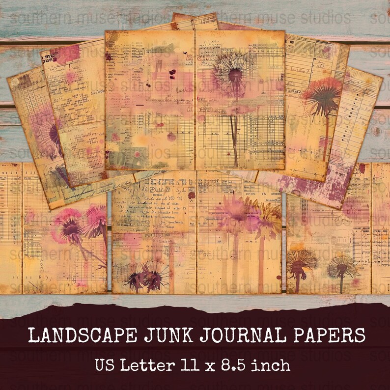 Dandelion Dreams Digital Paper, Printable Junk Journal, Scrapbook Pages ...