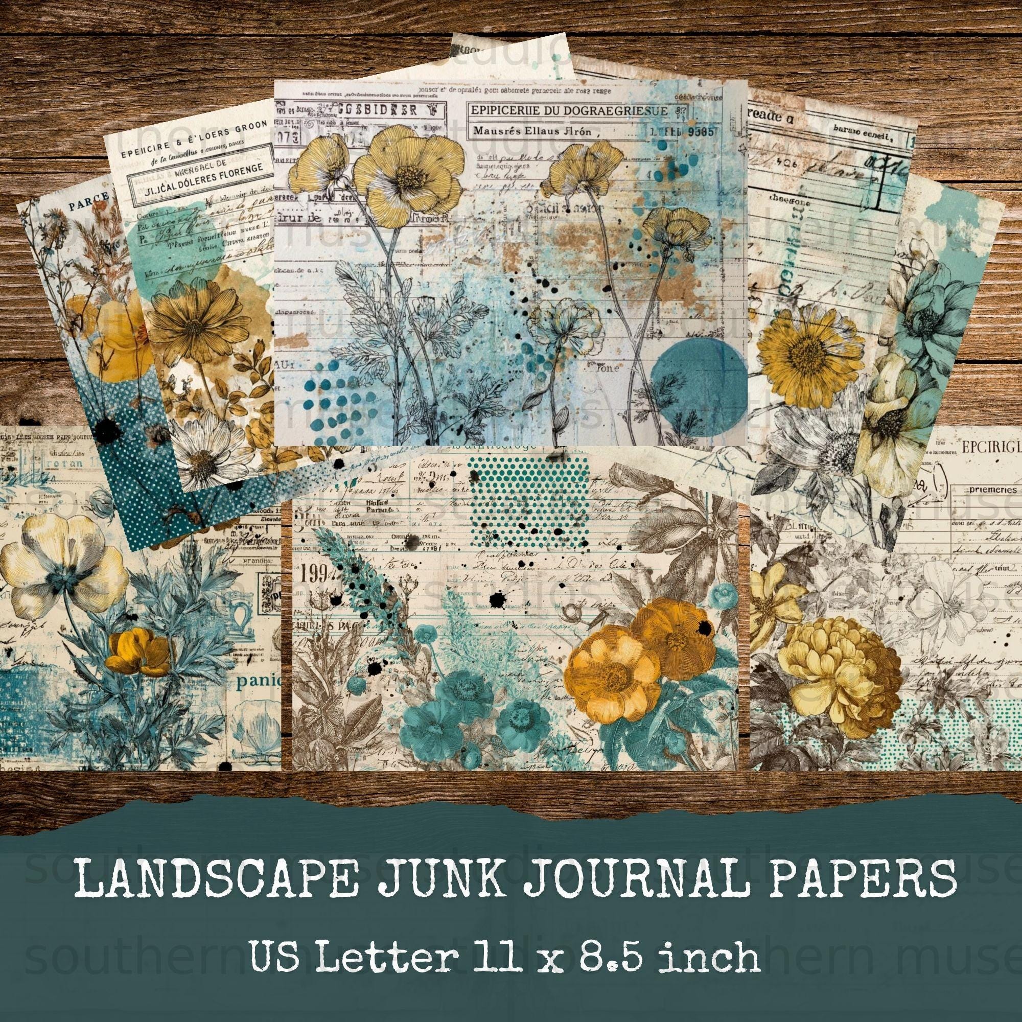 Vintage Floral Junk Journal Digital Paper Kit - 50 Shabby Chic ...