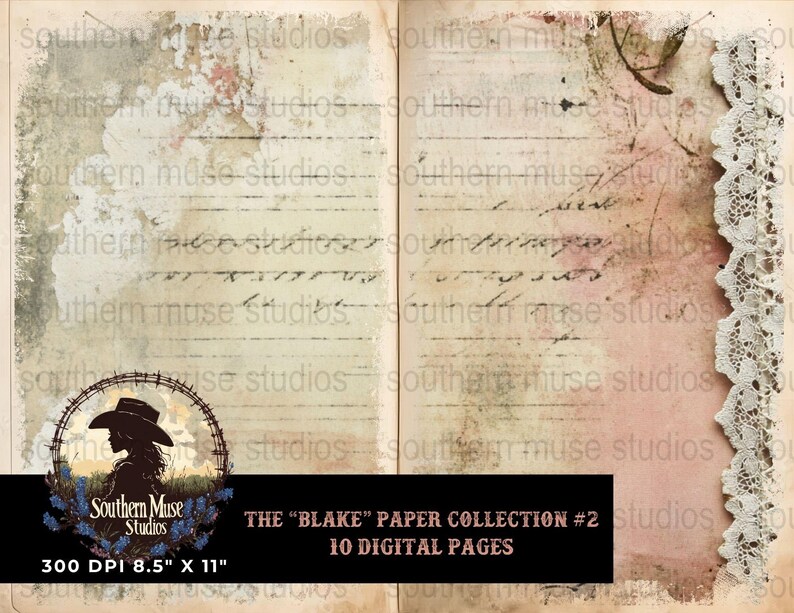 Blake Paper Collection 2, Digital Paper Pack, Vintage Ephemera, Junk ...