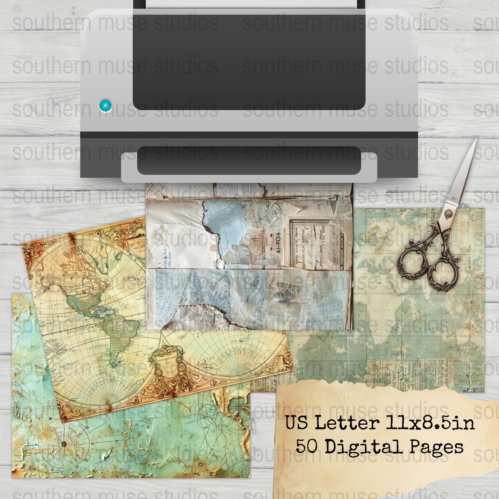 Vintage World Maps, Junk Journal Digital Papers, Old Atlas Printable ...
