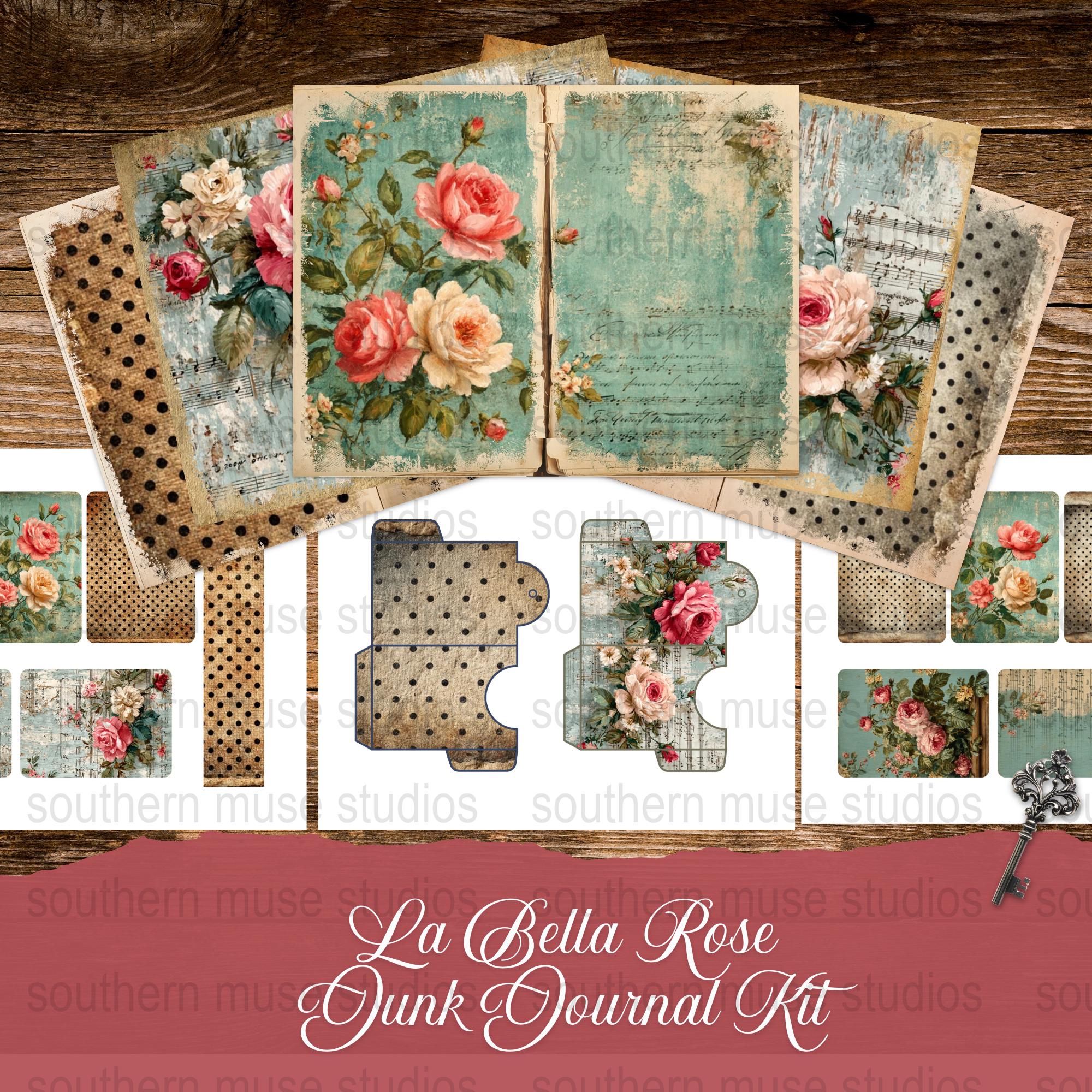 Rose Junk Journal Kit, Floral Candle Image, Digital Download, Printable ...