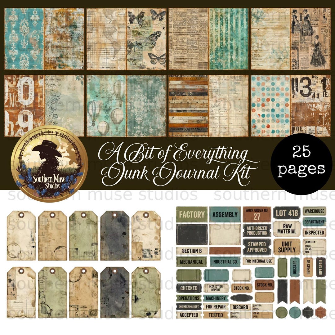 Digital Junk Journal Kit, Instant Download, Paper, Tags, Pockets, Word ...