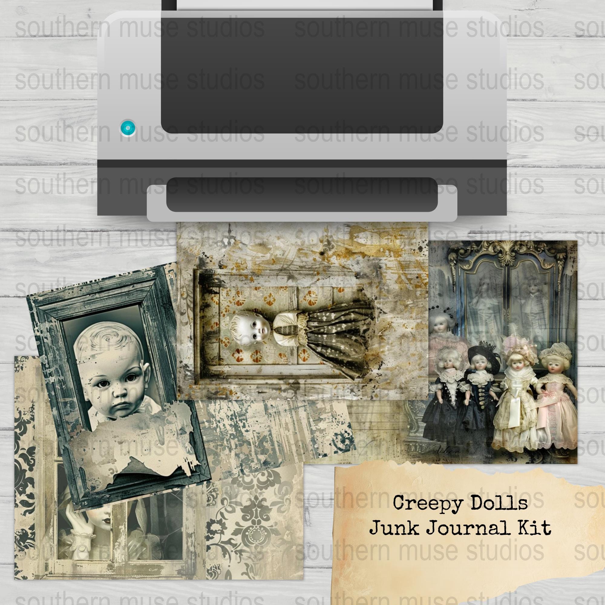 Creepy Dolls Junk Journal Kit, 50 Digital PDF Pages, Printable Paper ...