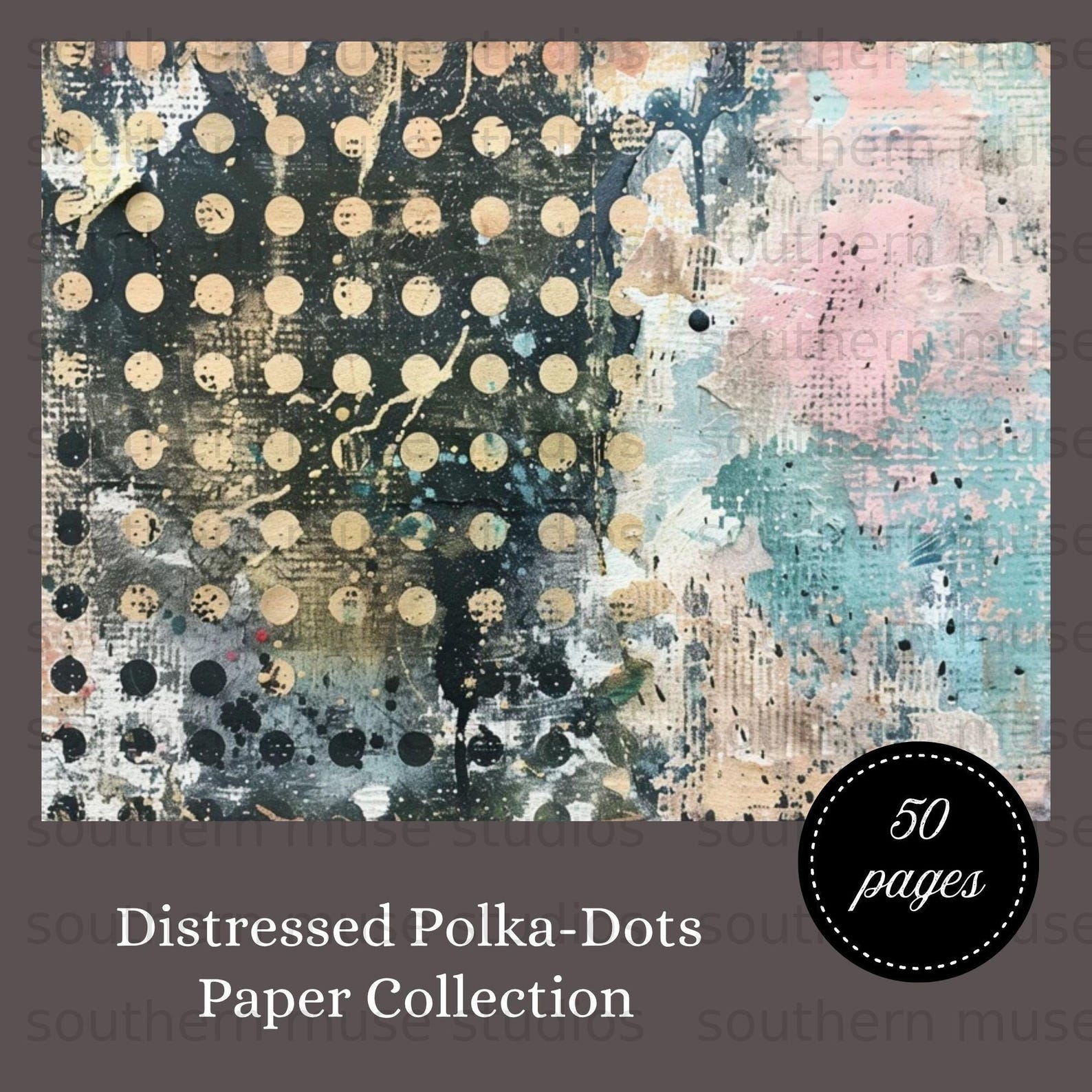 Distressed Polka Dot Grunge Textures | 50 Junk Journal Pages | Digital ...