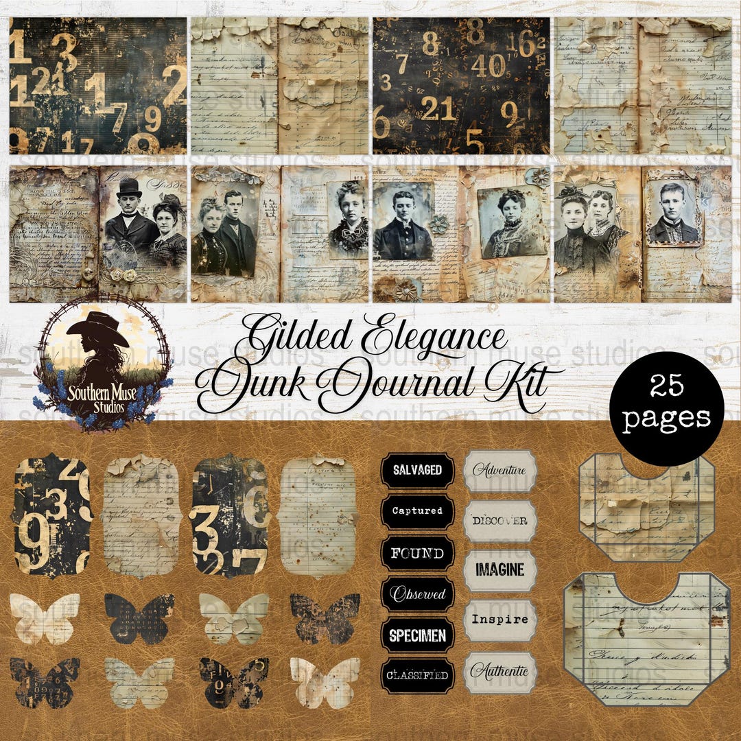 Vintage Junk Journal Kit, Scrapbook Paper, Ephemera, Collage Sheets, 25 ...