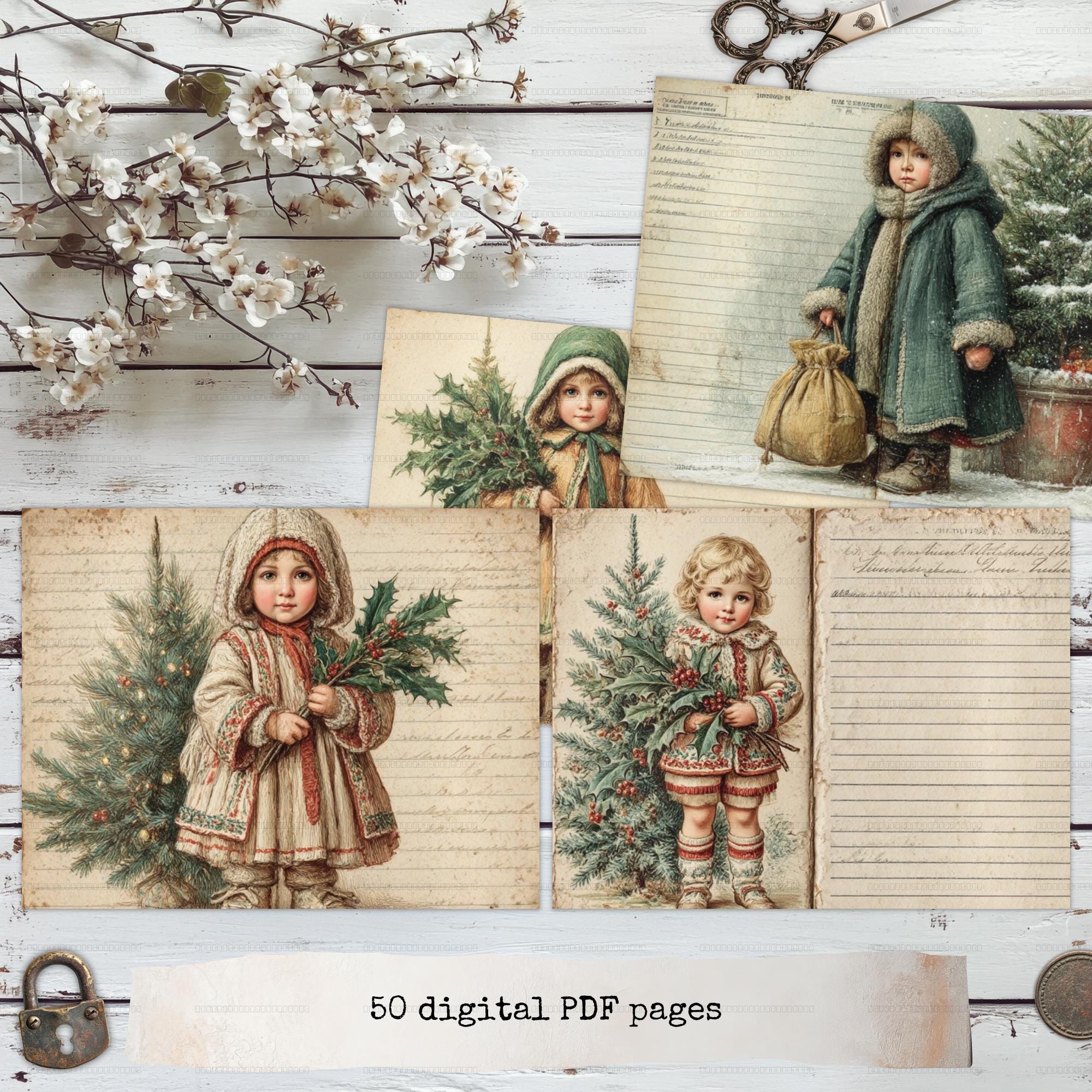 Victorian Christmas Digital, Junk Journal Pages, Vintage Children ...