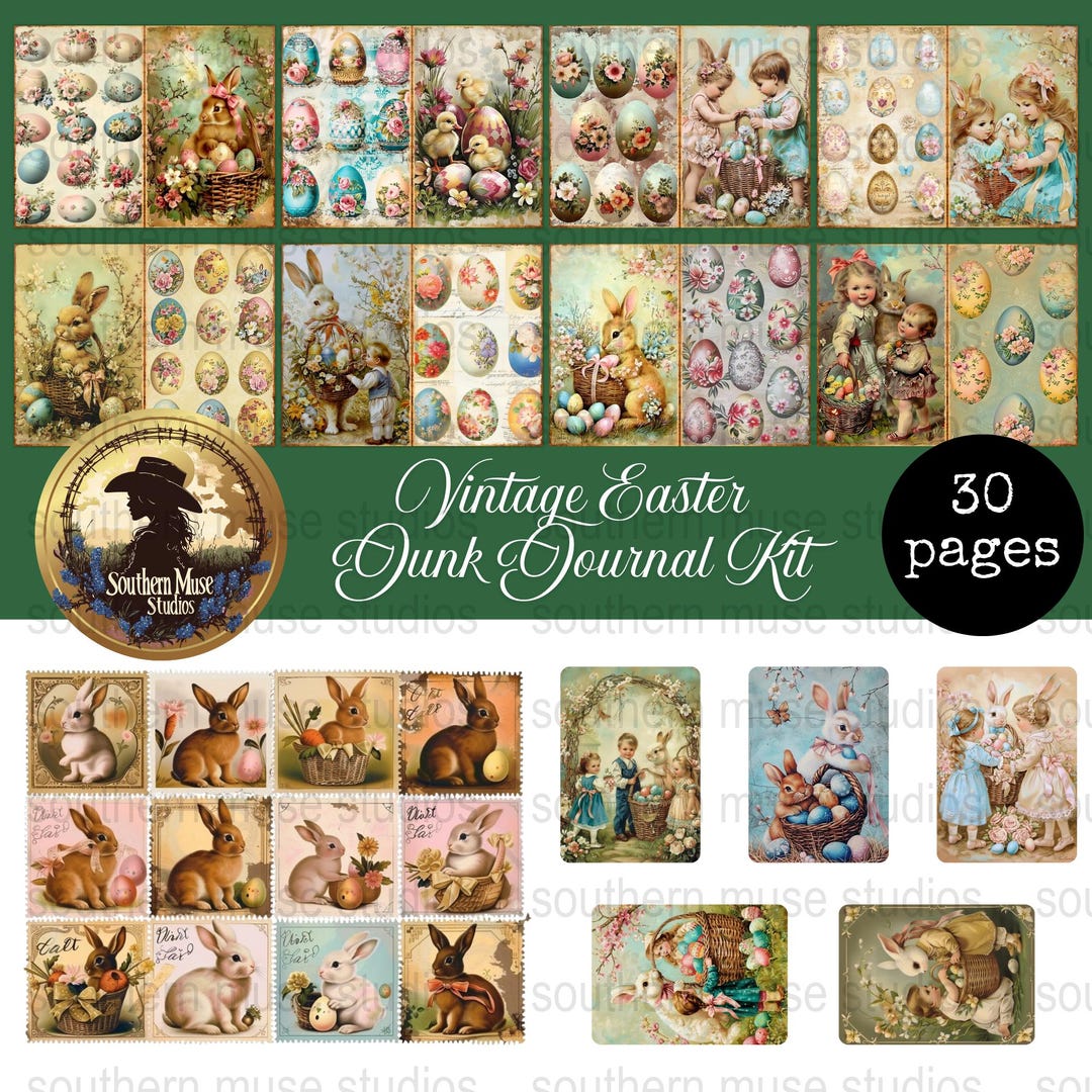Vintage Easter Junk Journal Kit, Digital Download, Scrapbook Paper ...