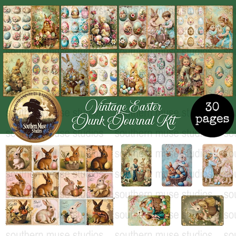 Vintage Easter Junk Journal Kit, Digital Download, Scrapbook Paper ...