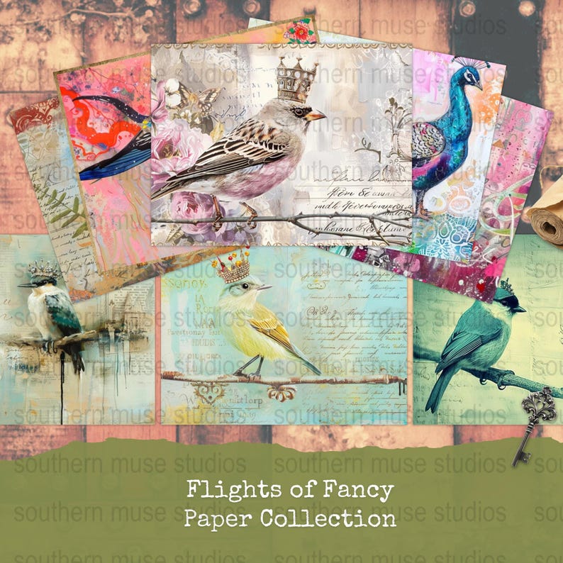 Bird Digital Paper Pack, Scrapbook Art Paper, Cardinal Hummingbird ...