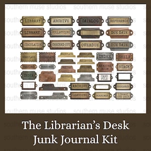 Vintage Library Label Stickers, Archival Collection Tags, Bookplate Decals for Junk Journal, Scrapbooking, Crafting, Organization Kit