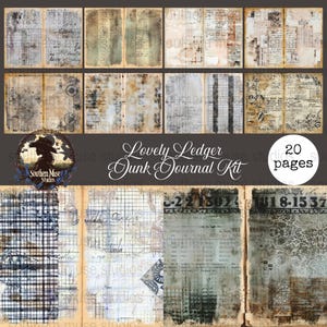 Joli kit numérique grand livre, journal indésirable, fournitures de scrapbooking, papiers vintage, feuilles de collage imprimables, pack éphémères, journal artistique