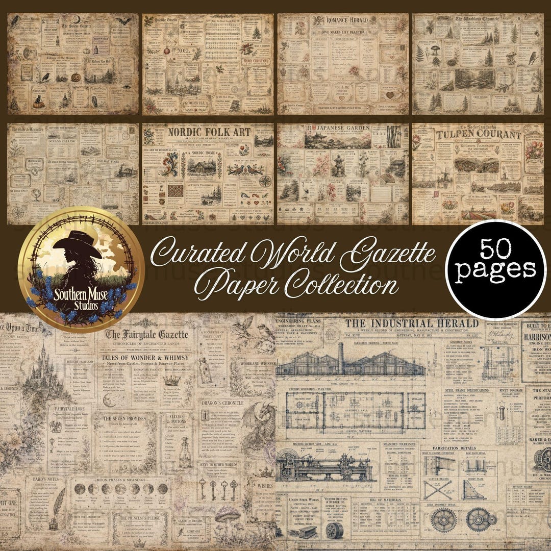 Junk Journal Digital Paper Kit, 50 Sheets Vintage Ephemera for ...