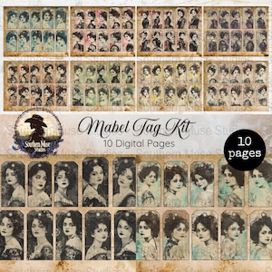 Digital Junk Journal Tags, Victorian Lady Ephemera, Printable Craft, Scrapbooking Supply, Vintage Style, Paper Craft, DIY Collage