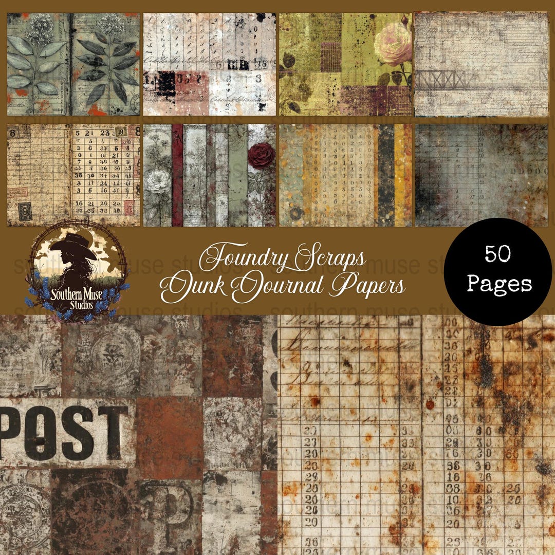 50 Junk Journal Digital Paper Pack, Vintage Scrapbook, Ephemera Pages ...