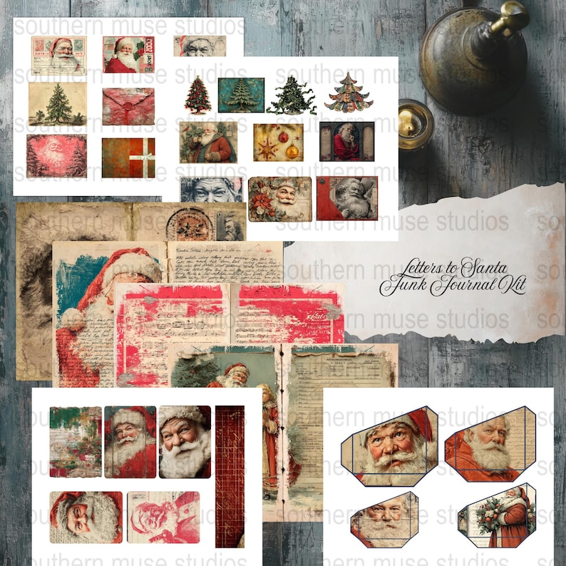 Letters to Santa Junk Journal Kit, Digital Papers, Christmas Ephemera ...