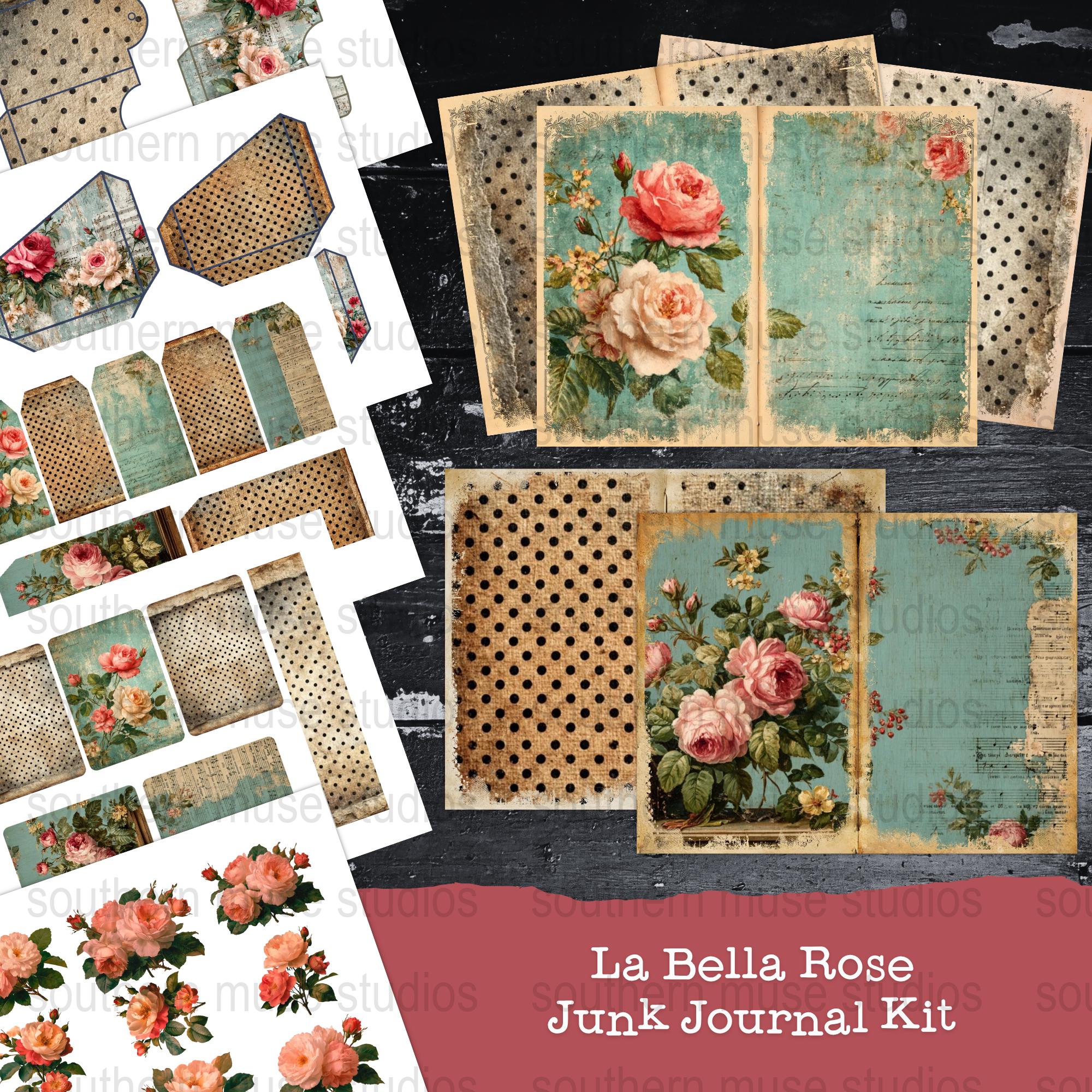 Rose Junk Journal Kit, Floral Candle Image, Digital Download, Printable ...