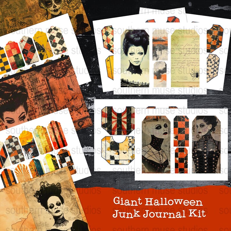 Halloween Junk Journal Kit, Digital Paper Pack, Scrapbook ...