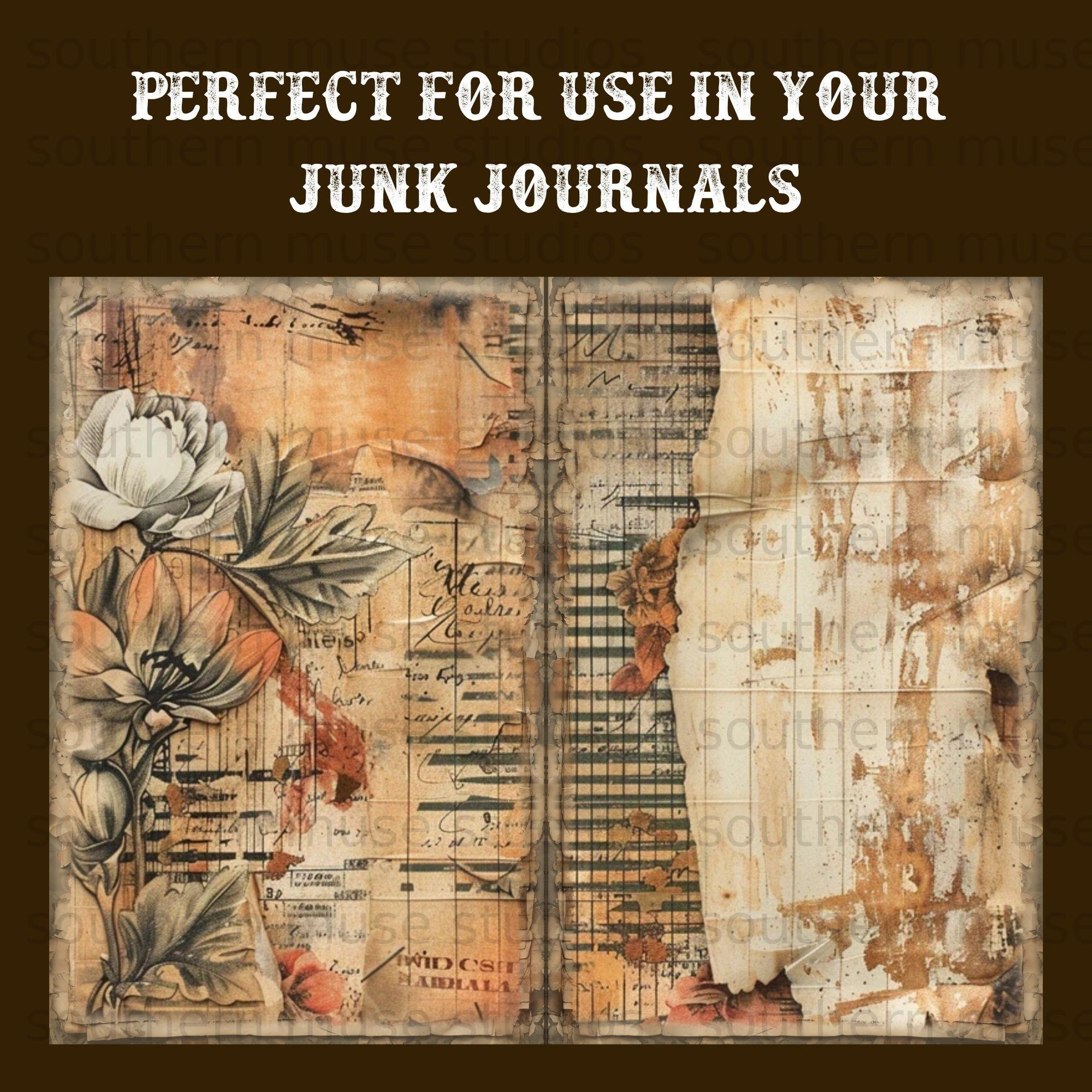 Grungy Floral Digital Paper 50 Pages Junk Journal Kit, Vintage ...