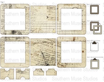 Vintage Photo Frame Digital Collage Sheet, Scrapbook Embellishments, Instant Download, Printable Frames, Antique Paper Frames Digital