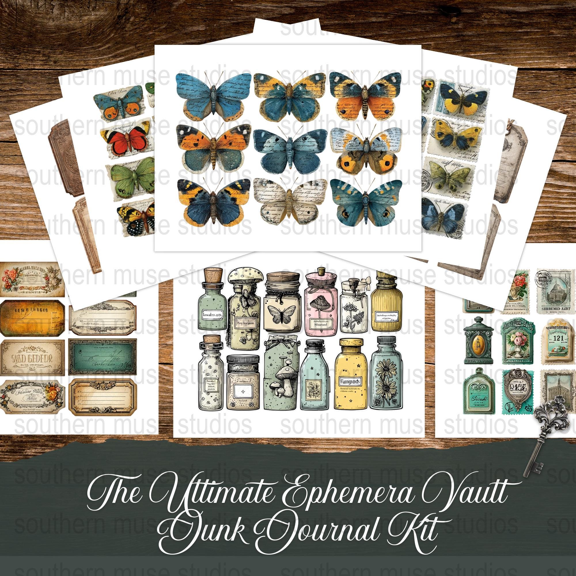 Ephemera Fussy Cut Pages, Digital Junk Journal Kit, Vintage Printable ...