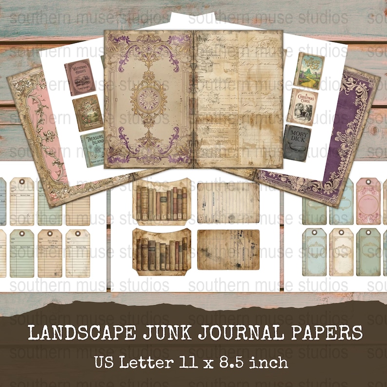 Librarian Desk Junk Journal Kit, 50 Digital PDF, Vintage Ephemera ...