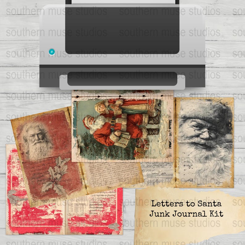 Letters to Santa Junk Journal Kit, Digital Papers, Christmas Ephemera ...