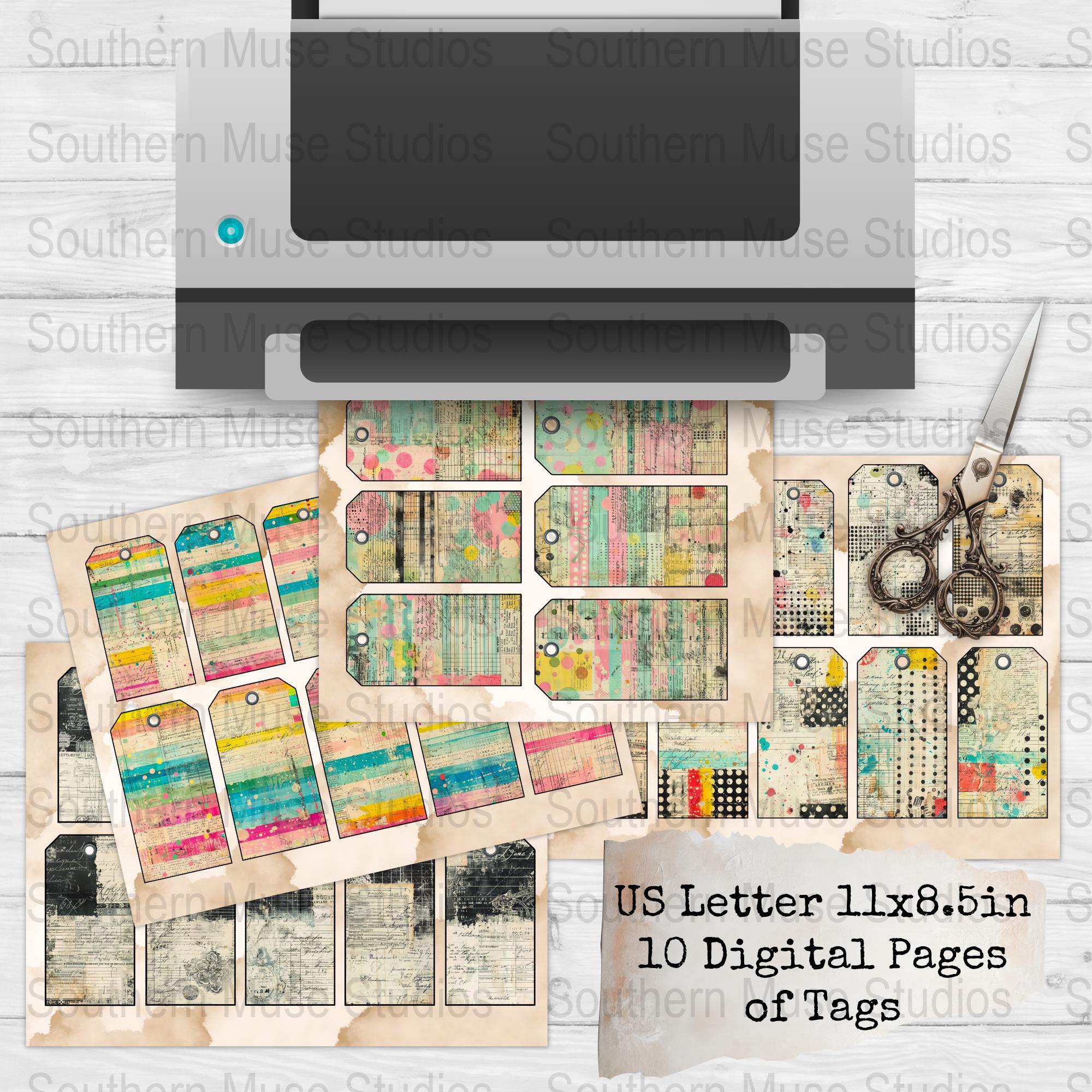 100 Collection of Tags Kit Digital Pages, Junk Journal Tags, Printable ...