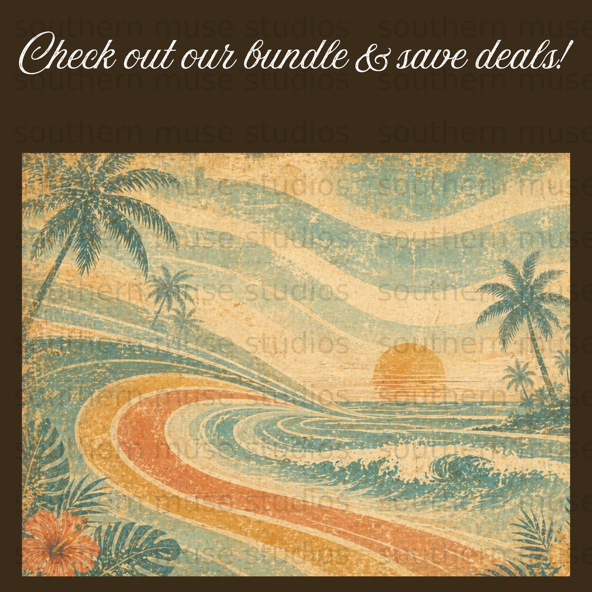 50 Grungy Retro Beach Junk Journal Digital Kit | Vintage Tropical Paper ...