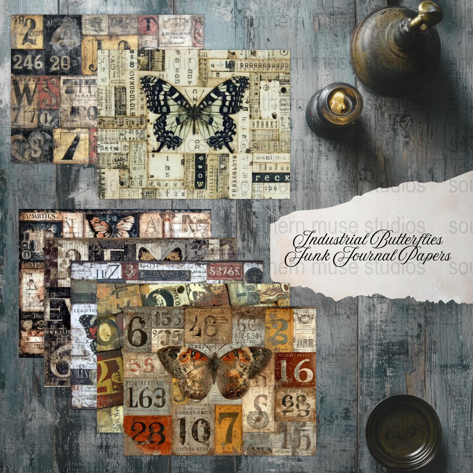Butterfly Junk Journal, Digital Collage Art Pages, Scrapbook Paper ...